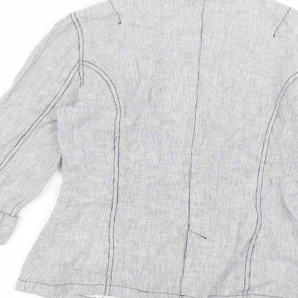 M&Co Womens White Striped Jacket Size 8