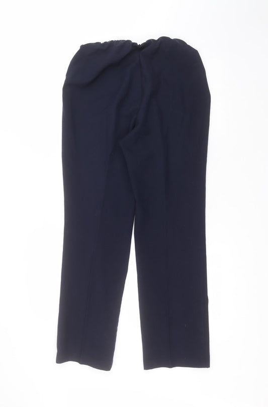 BM Womens Blue Polyester Trousers Size 10 L27 in Regular