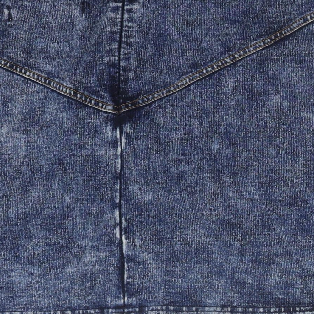 Brand and care label for Noisy May women’s blue viscose straight & pencil skirt, size UK 10