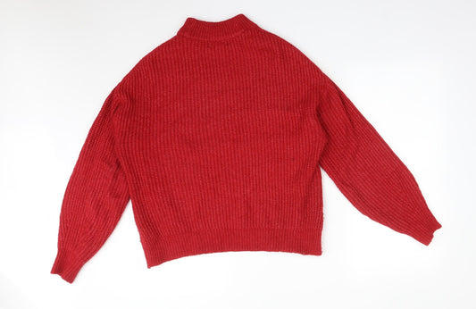 Primark Womens Red Mock Neck Acrylic Pullover Jumper Size M