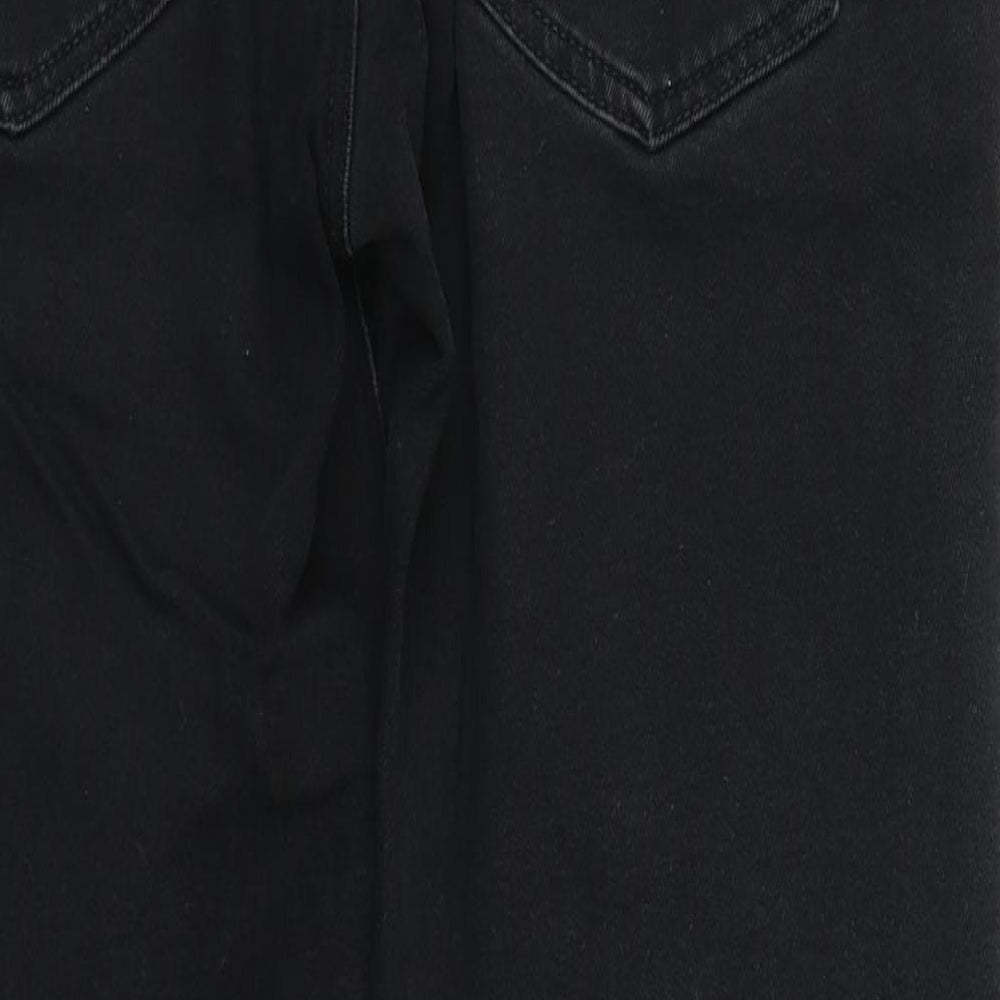 Brand and care label for Next women’s black cotton straight jeans, size UK 30, 27-inch leg slim