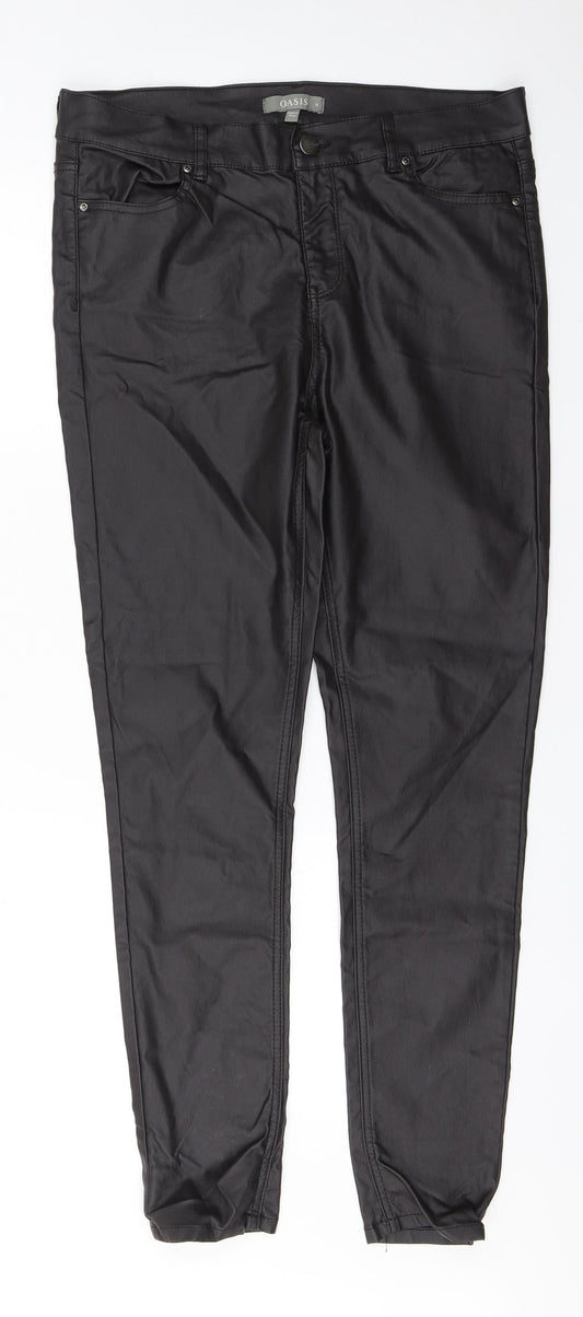 Oasis Womens Brown Viscose Trousers Size 16 L28 in Regular
