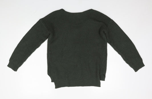 Primark Womens Green V-Neck Acrylic Pullover Jumper Size XS