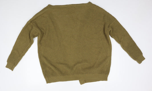 Boohoo Womens Brown V-Neck Acrylic Cardigan Jumper Size S