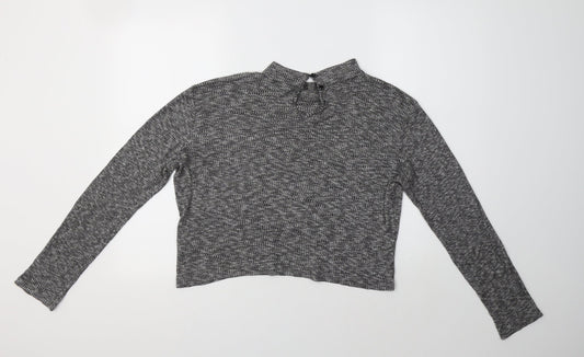 Primark Womens Grey Mock Neck Viscose Pullover Jumper Size 18