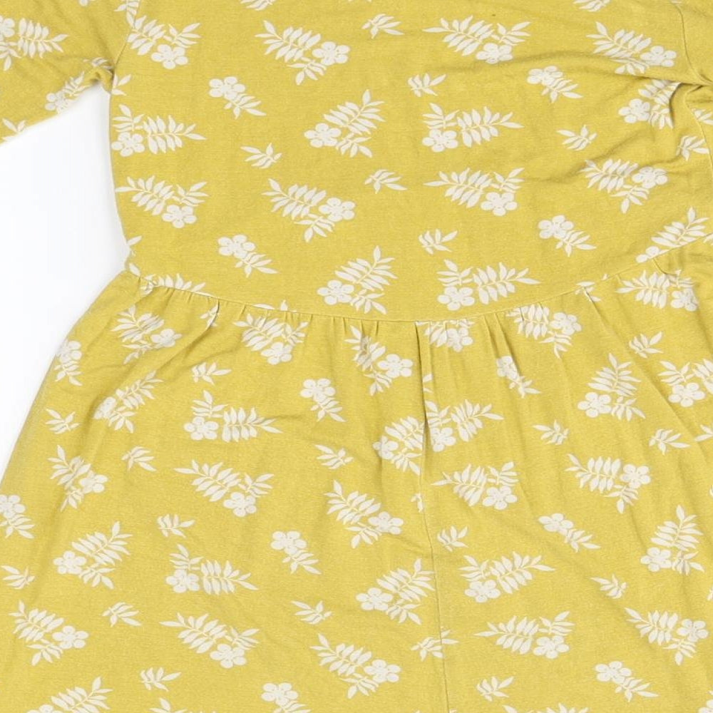 John Lewis Girls Orange Floral Viscose A-Line Size 3 Years Round Neck