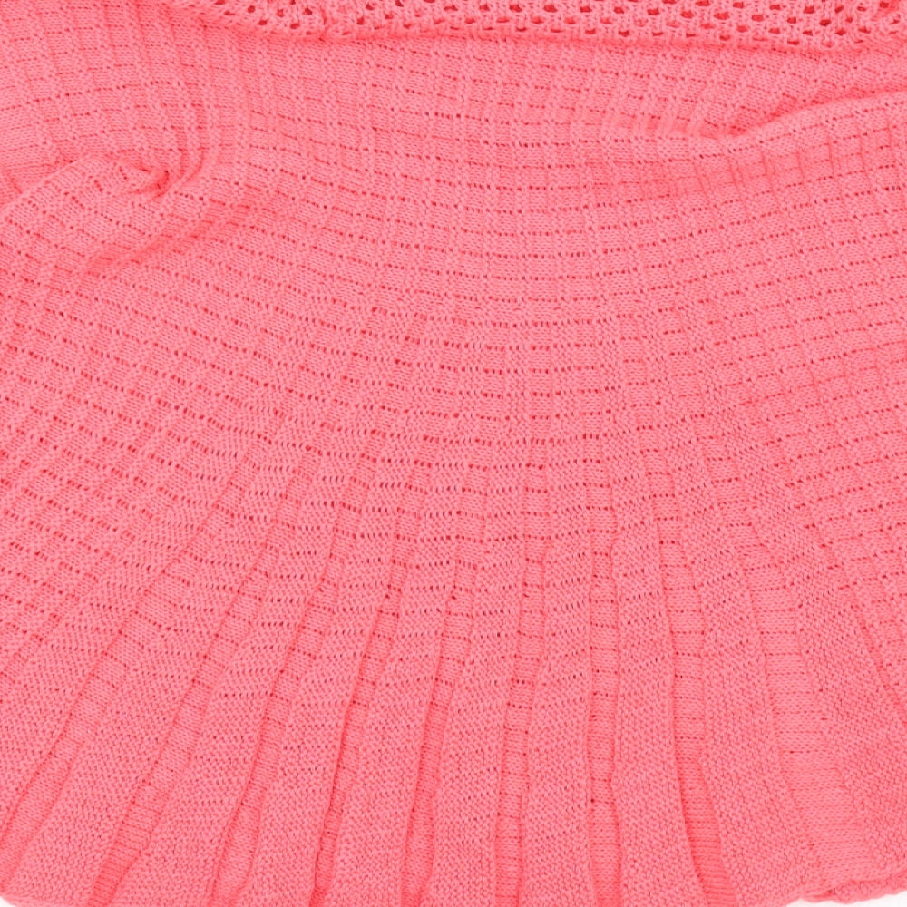 Brand and care label for elite women’s pink roll neck cotton jumper, size L