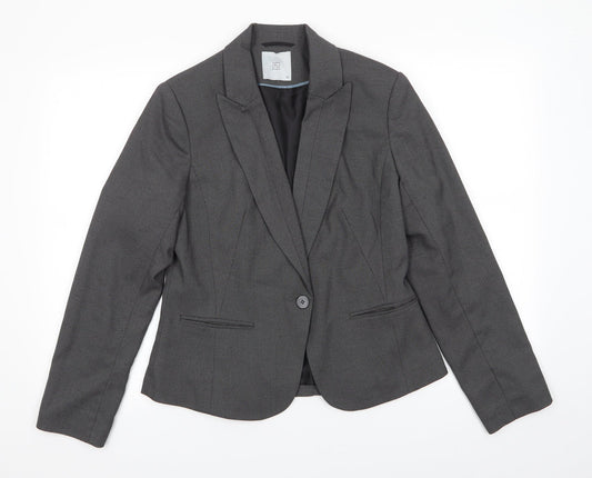 Additional front view of Tu women’s grey polka dot polyester jacket suit jacket, size UK 12