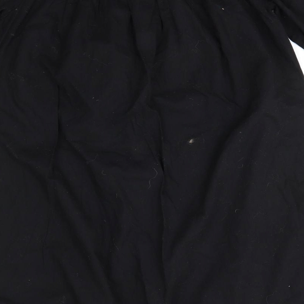 Brand and care label for River Island women’s black geometric cotton a-line, off the shoulder - elasticated shoulders