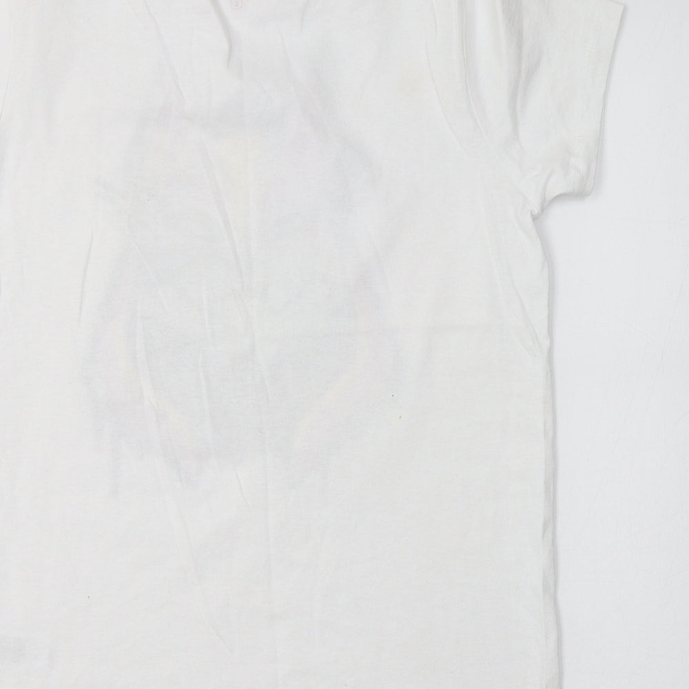 Primark Womens White Cotton Basic Polo Size L Crew Neck - Fortnite