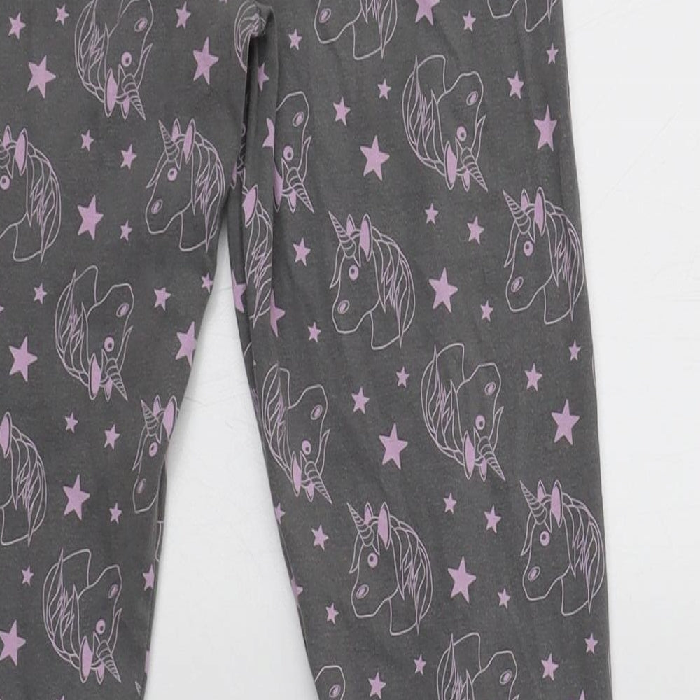 George Girls Grey Geometric Cotton Jegging Trousers Size 11-12 Years Regular - Unicorn Print