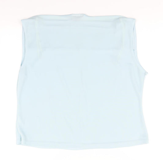 Bonmarché Womens Blue Polyester Basic T-Shirt Size XL Round Neck