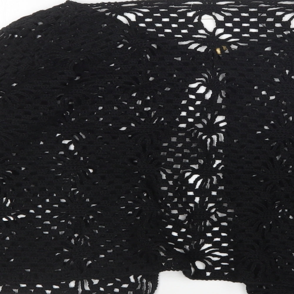 B&W Womens Black Round Neck Acrylic Cardigan Jumper Size M