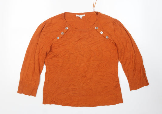 Klass Womens Brown Round Neck Pullover Jumper Size M