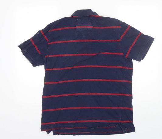 NEXT Mens Blue Striped Cotton Polo Size L Collared