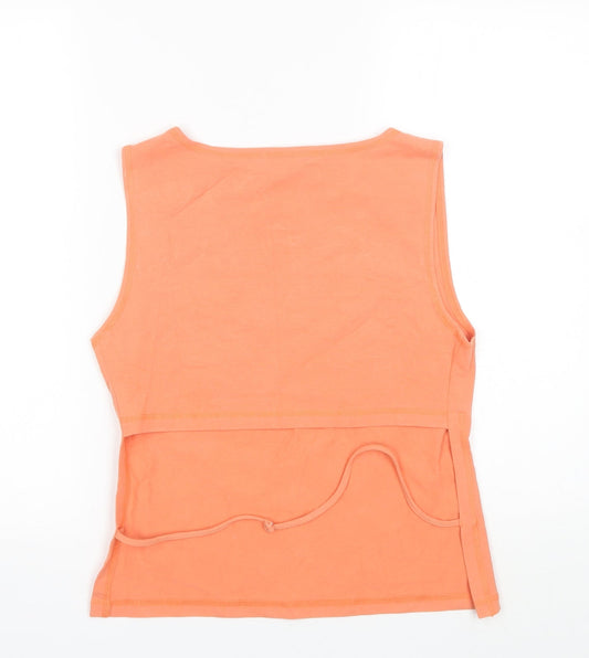 Back view of Definitions women’s orange cotton basic tank, size UK 14, round neck