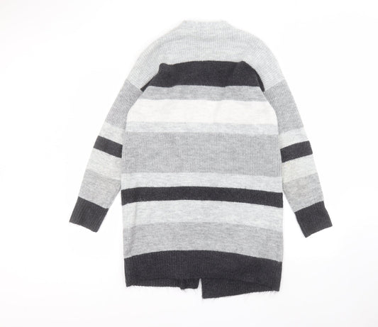 George Womens Grey Striped Jacket Coatigan Size S