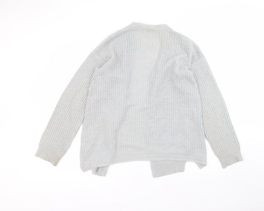 F&F Girls Grey V-Neck Acrylic Cardigan Jumper Size 13-14 Years