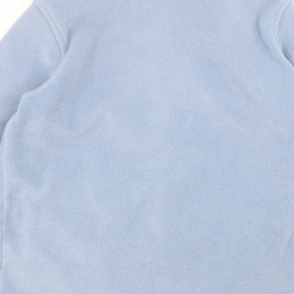 Brand and care label for Hawkshead women’s blue round neck polyester full zip jumper, size S