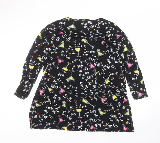 Studio Womens Black Viscose A-Line Size 16 Round Neck