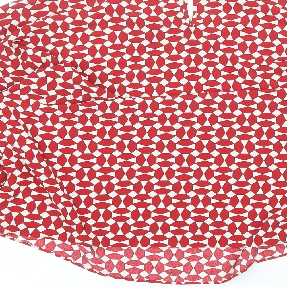 Primark Womens Red Polyester Basic Blouse Size 14 Round Neck