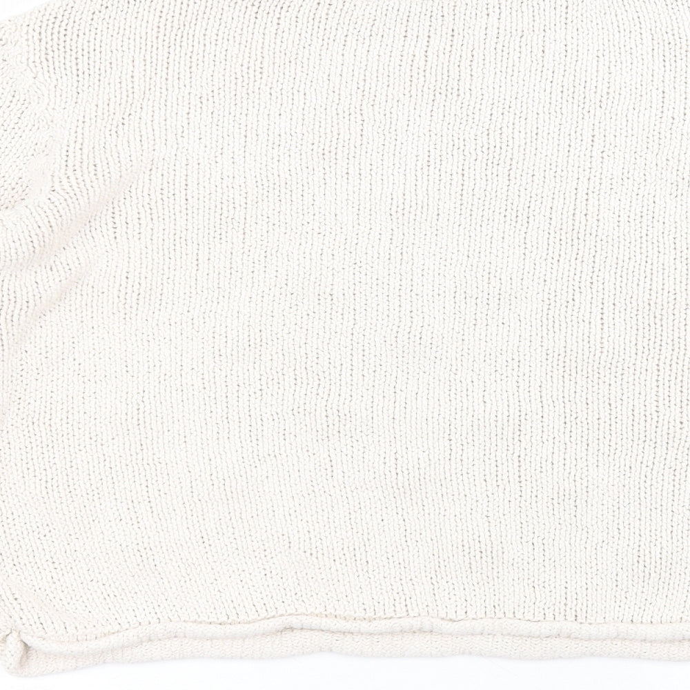 TU Womens White Round Neck Cotton Pullover Jumper Size 16