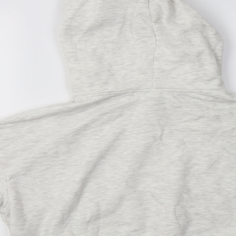 Brand and care label for H&M women’s beige cotton pullover hoodie, size XS