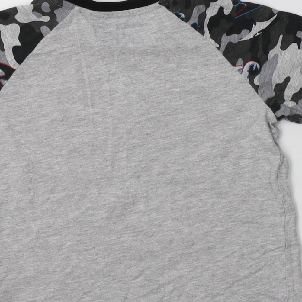 Matalan Boys Grey Camouflage Cotton Basic T-Shirt Size 7 Years Crew Neck - Dino