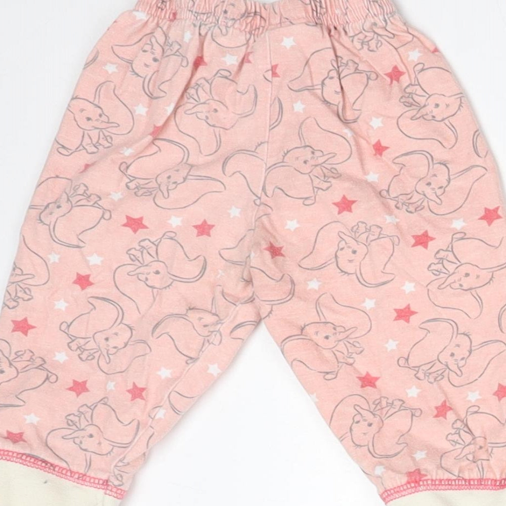 Disney Girls Pink Animal Print Cotton Pyjama Pants Size 6-9 Months - DUMBO
