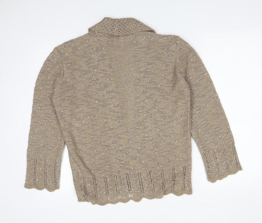 Envy Womens Beige Acrylic Cardigan Jumper Size L
