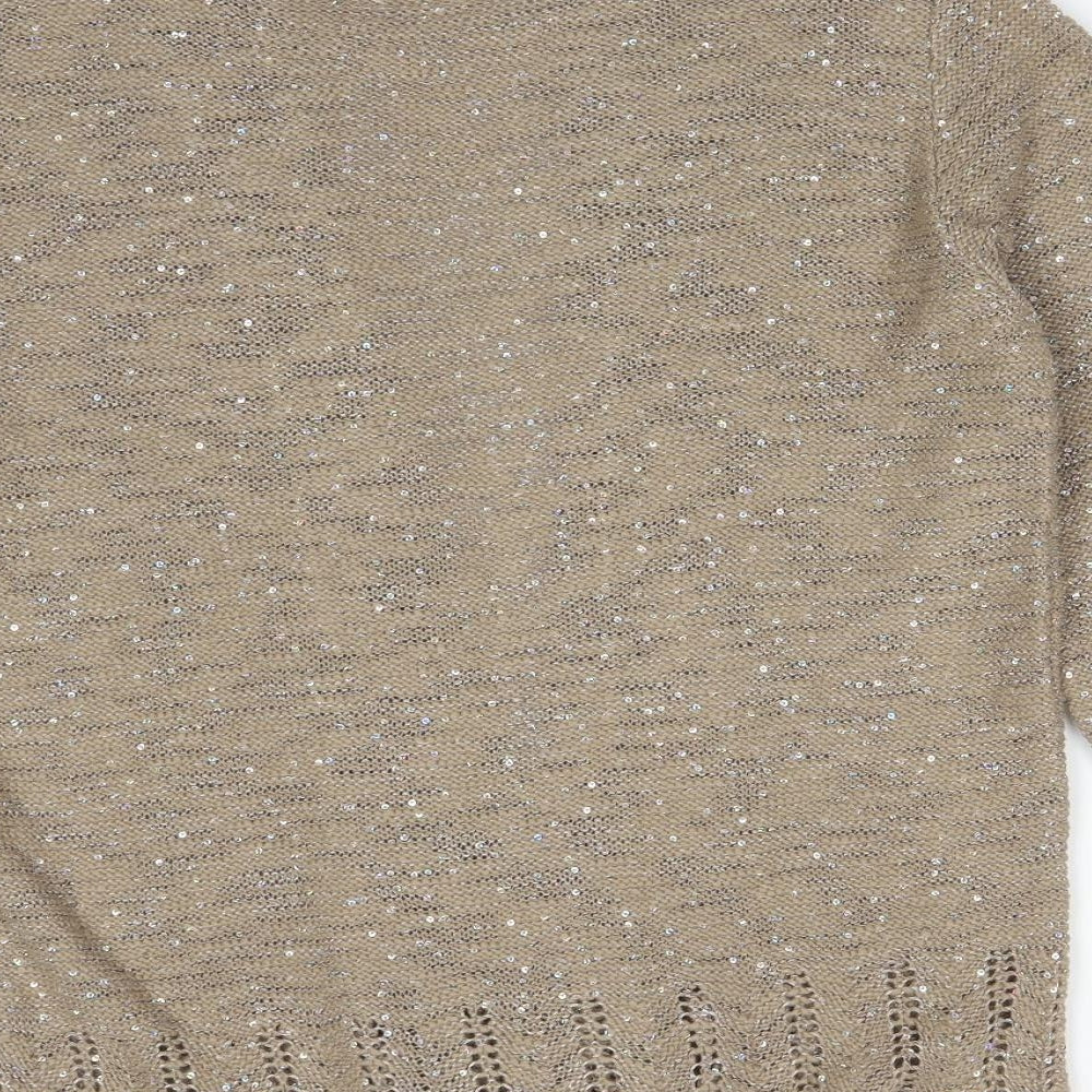 Envy Womens Beige Acrylic Cardigan Jumper Size L
