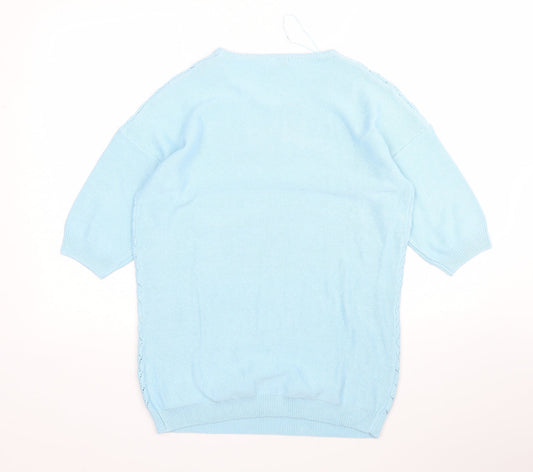 Damart Womens Blue Round Neck Acrylic Pullover Jumper Size 10