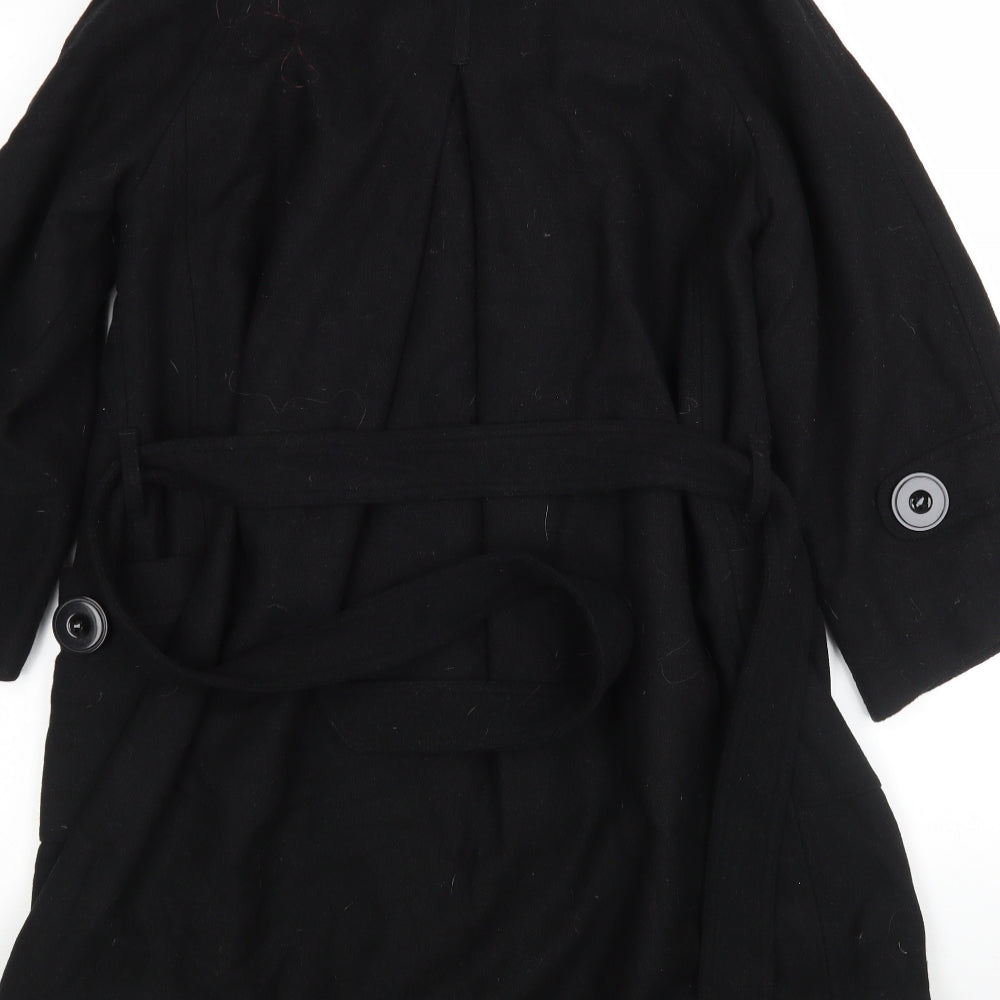 New Look Womens Black Overcoat Coat Size 12