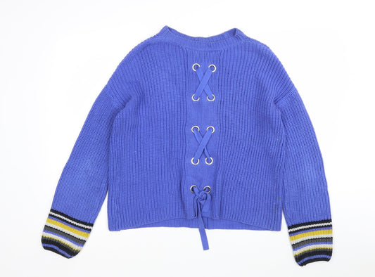 NEXT Womens Blue Round Neck Cotton Pullover Jumper Size 10