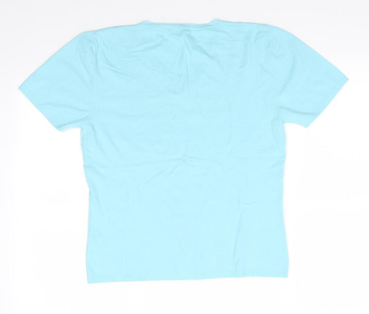 Artigiano Womens Blue V-Neck Viscose Pullover Jumper Size 16 - Turquoise