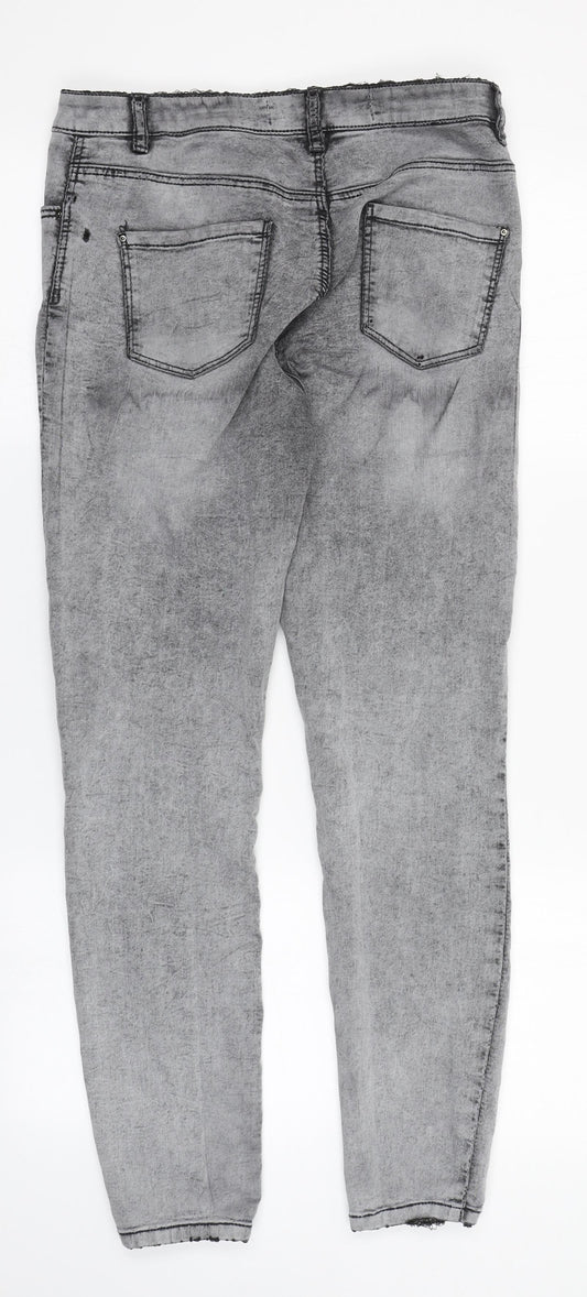 Denim & Co. Womens Grey Cotton Trousers Size 12 L28 in Regular