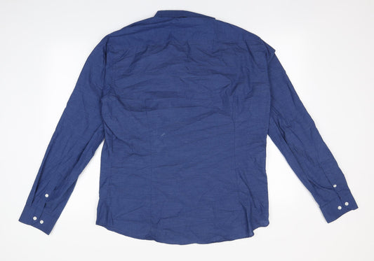 Mens UK Size XL H&M Blue Button-Up Long Sleeve Casual Shirt