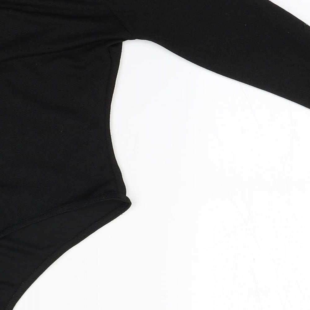 PRETTYLITTLETHING Womens Black Polyester Leotard One-Piece Size 8