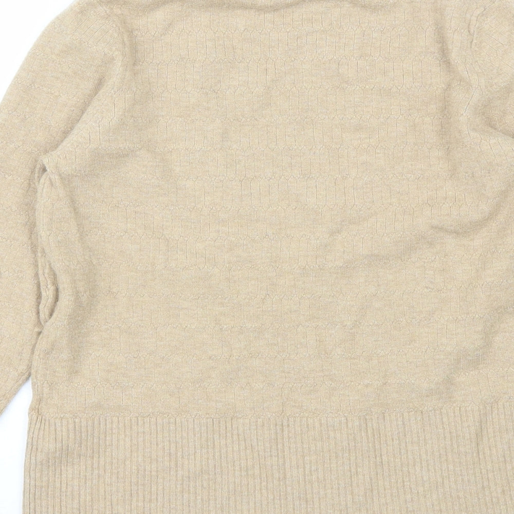 Marks and Spencer Womens Brown Round Neck Viscose Pullover Jumper Size 14