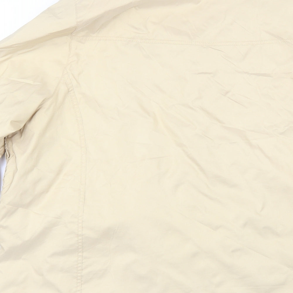 Brand and care label for KM Design women’s gold windbreaker jacket, size UK 18