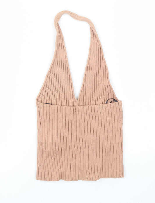 FOREVER 21 Womens Pink Cotton Basic Tank Size L Halter