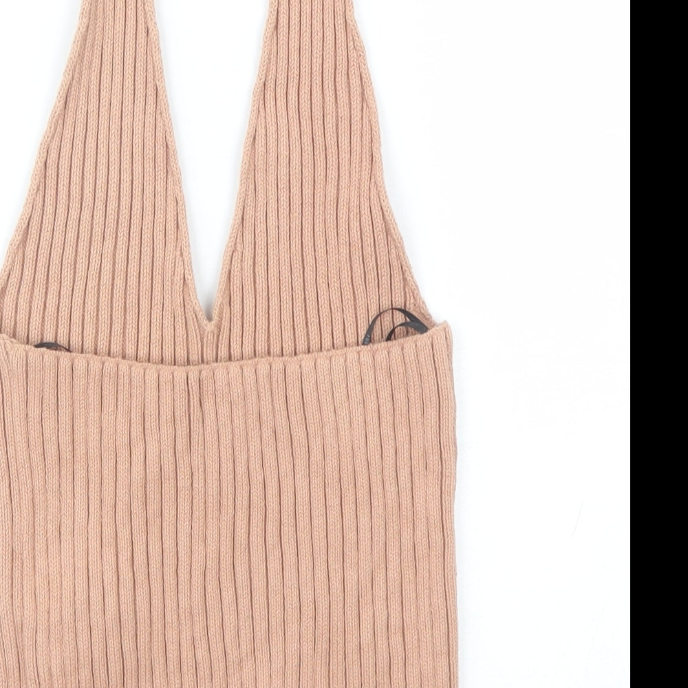 FOREVER 21 Womens Pink Cotton Basic Tank Size L Halter