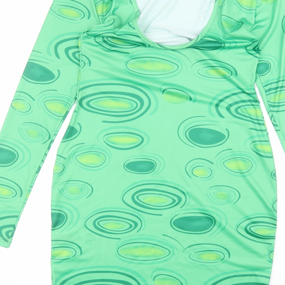 SheIn Womens Green Polyester Pencil Dress Size M Round Neck