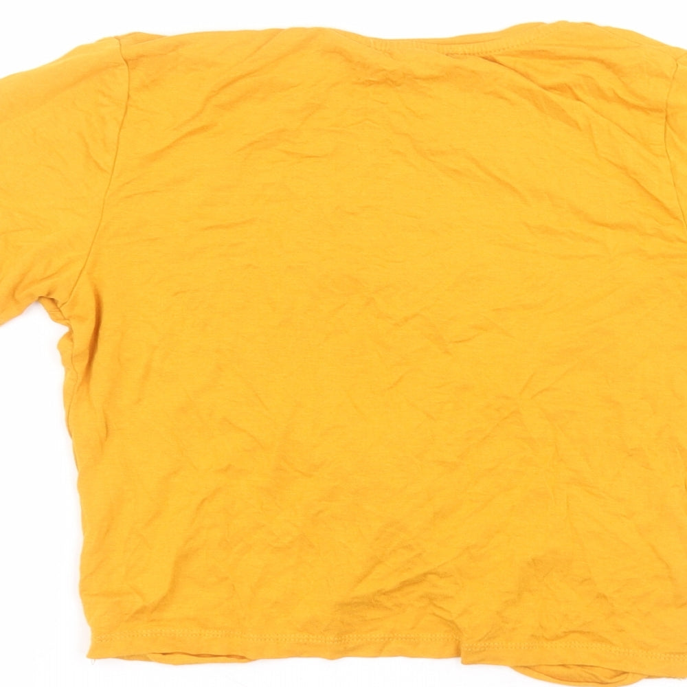 Primark Womens Yellow Viscose Basic T-Shirt Size 10 Round Neck