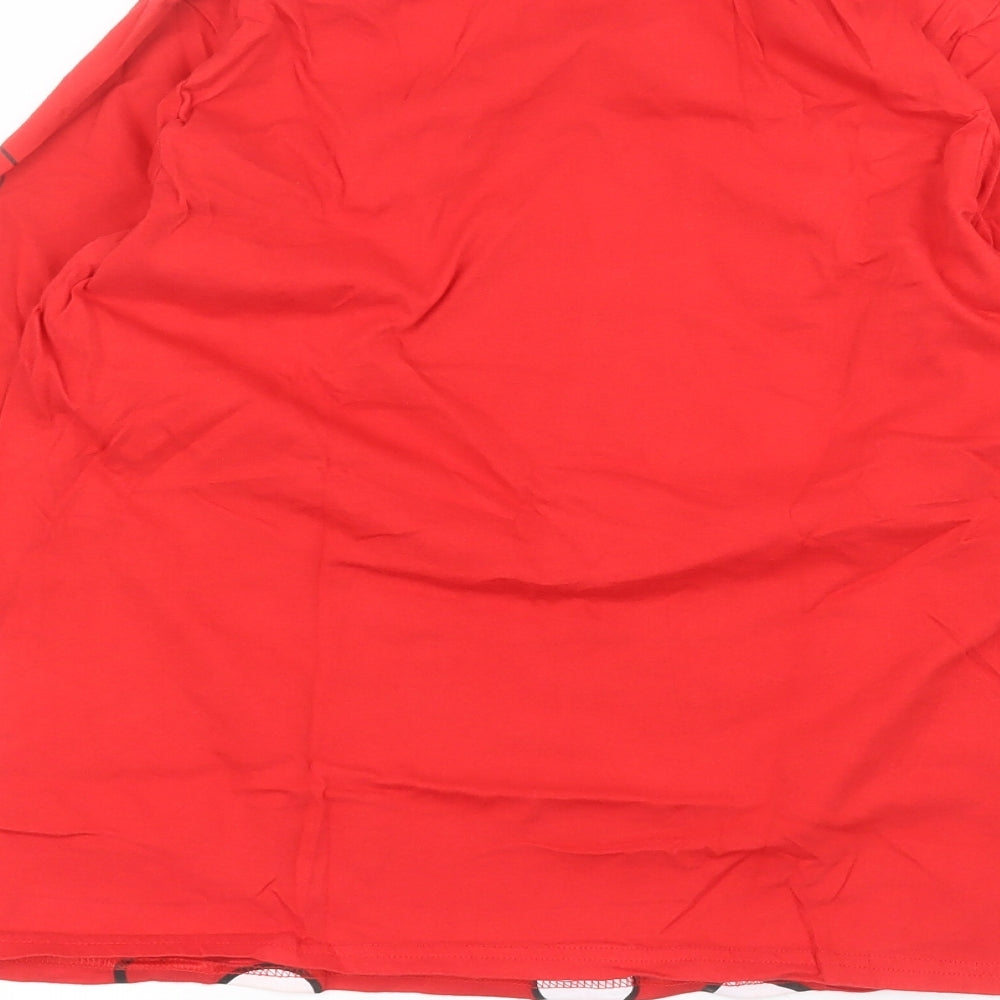 Disney Womens Red Cotton Basic T-Shirt Size M Round Neck