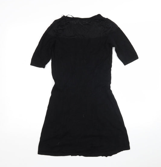 F&F Womens Black Viscose Jumper Dress Size 8 Round Neck