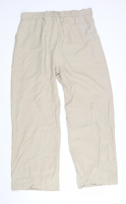 F&F Womens Beige Viscose Trousers Size 16 L29 in Regular