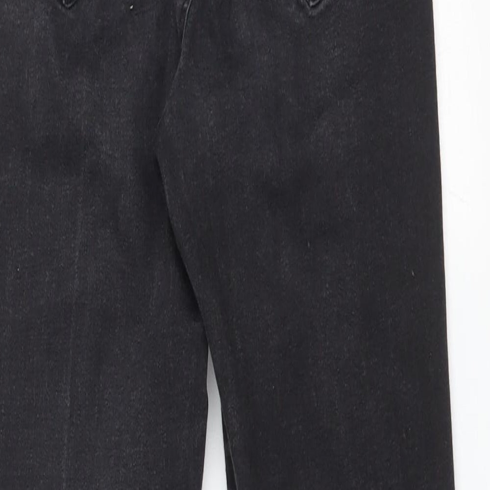 Brand and care label for DENIM CO women’s black cotton jegging jeans, size UK 8, 27-inch leg regular