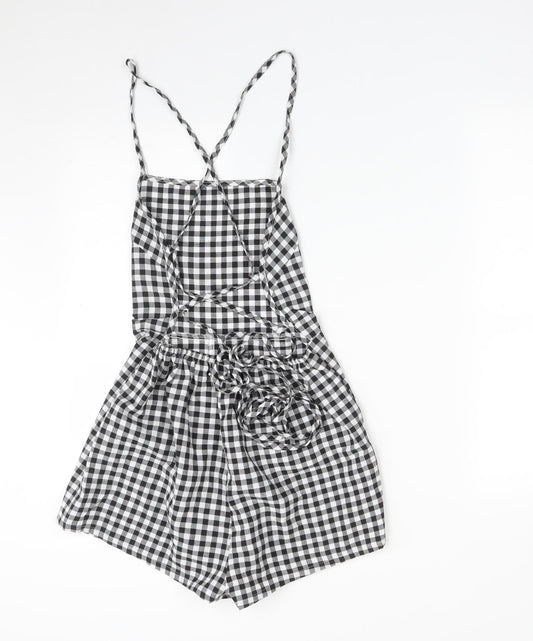 SheIn Womens Multicoloured Check Cotton Playsuit One-Piece Size S
