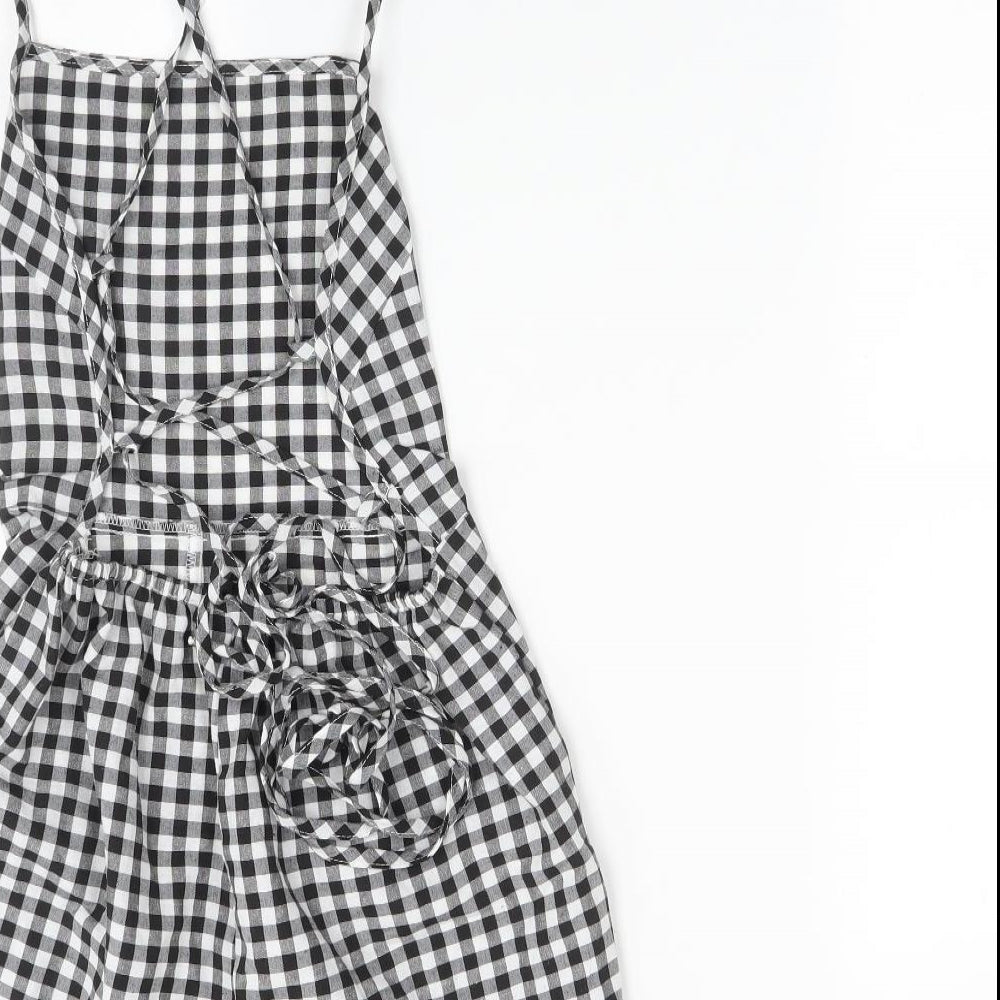 SheIn Womens Multicoloured Check Cotton Playsuit One-Piece Size S